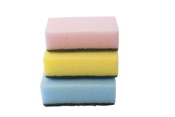 Three color washcloths for washing dishes