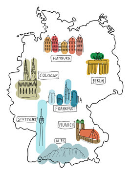 Germany map - doodle illustration