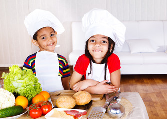 Cute african american little cooks