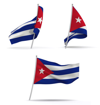 Bandera de Cuba. Tres posiciones