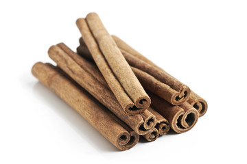 Cinnamon sticks studio isolated on white background