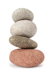 Stack of pebbles isolated on the white