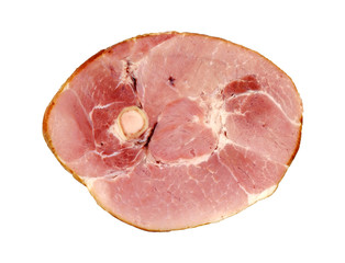 Thick Slice Of Ham On White Background
