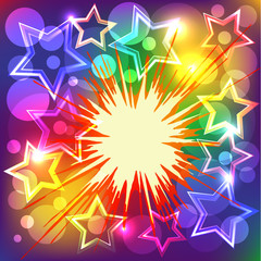 Vector illustration of colorful stars explode.