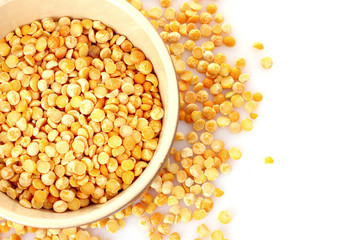 Dry yellow peas in plate