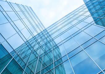 transparent glass wall of contemporary business building - 32137657