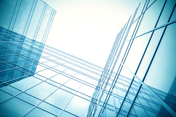 Obraz premium transparent glass wall of contemporary skyscraper