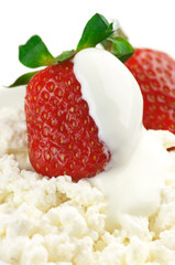 Strawberries on cottage cheese