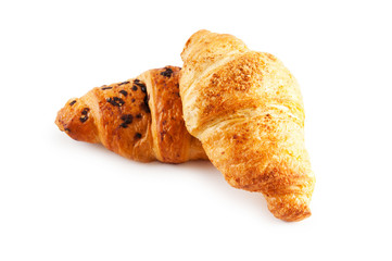 Breakfast concept - croissant isolated on white