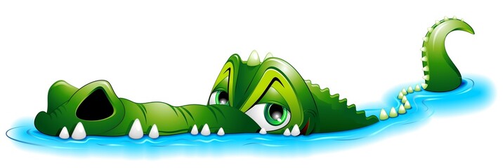 Coccodrillo Cartoon in Acqua-Crocodile in Water-Vector