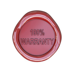 Wax seal with 100 percent warranty text