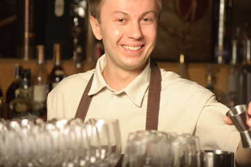 A barman at work - indoors