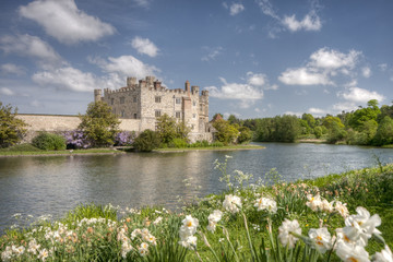 Ancient Castle in Leeds Kent with Large Lake Acting as Moat on a
