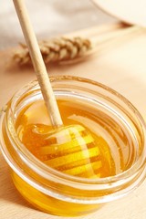 Honey with wood stick
