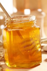 Honey with wood stick