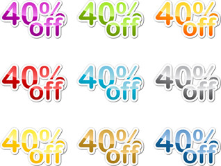Forty percent off sticker