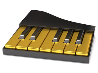 Golden piano keyboard