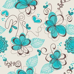 Wall murals Abstract flowers Retro floral seamless pattern