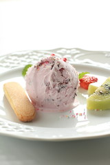 Ice cream with cookie and freshness strawberry
