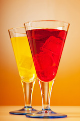 Colourful cocktail in glasses