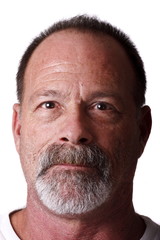 Fototapeta premium Older Scruffy Man with Gray Beard and Mustache Straight On