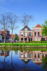 A typical Dutch street in the Delph. Netherlands