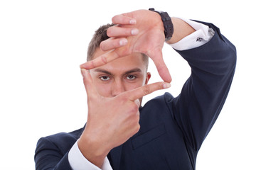 business man making a hand frame