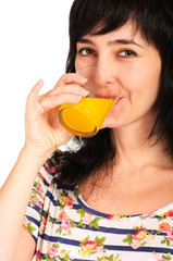 Portrait of woman with dringing orange juice