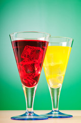 Colourful cocktail in glasses