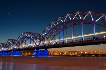 Railway bridge at night