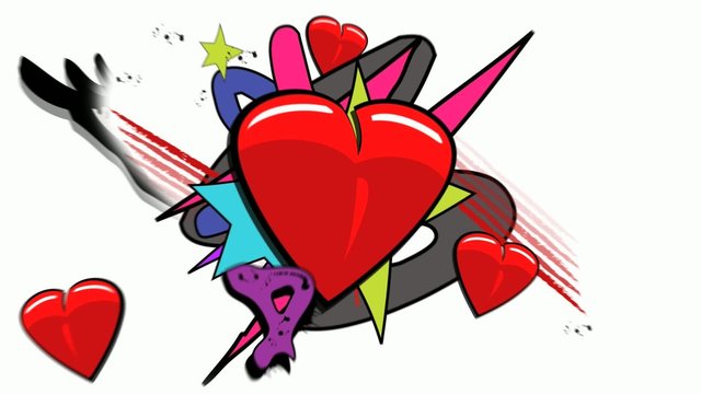 Pop Art love graffiti hearts animation