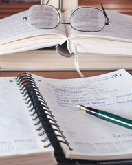 open workbook and pen