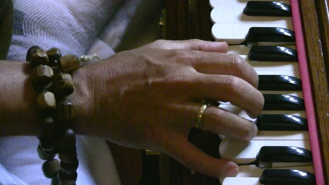 Playing harmonium instrument