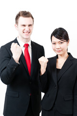 young businessperson cheering
