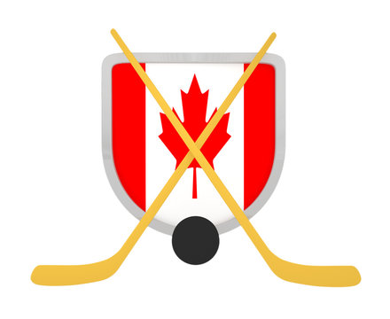 Canada shield ice hockey isolated
