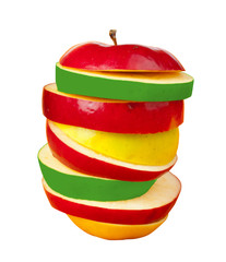 Fototapeta na wymiar Sliced colorful apple