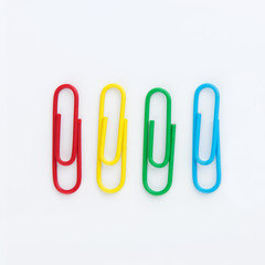 Set of Colorful paperclip on white backgrond