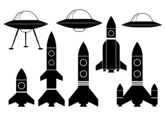 Collection of rockets and ufo