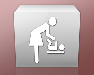 Box-shaped Icon (red b/g) "Baby Change"