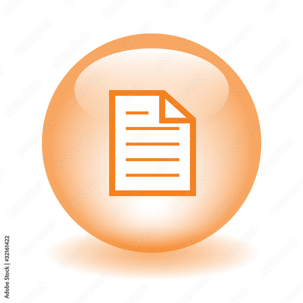 Poster orange vector glassy button with document icon