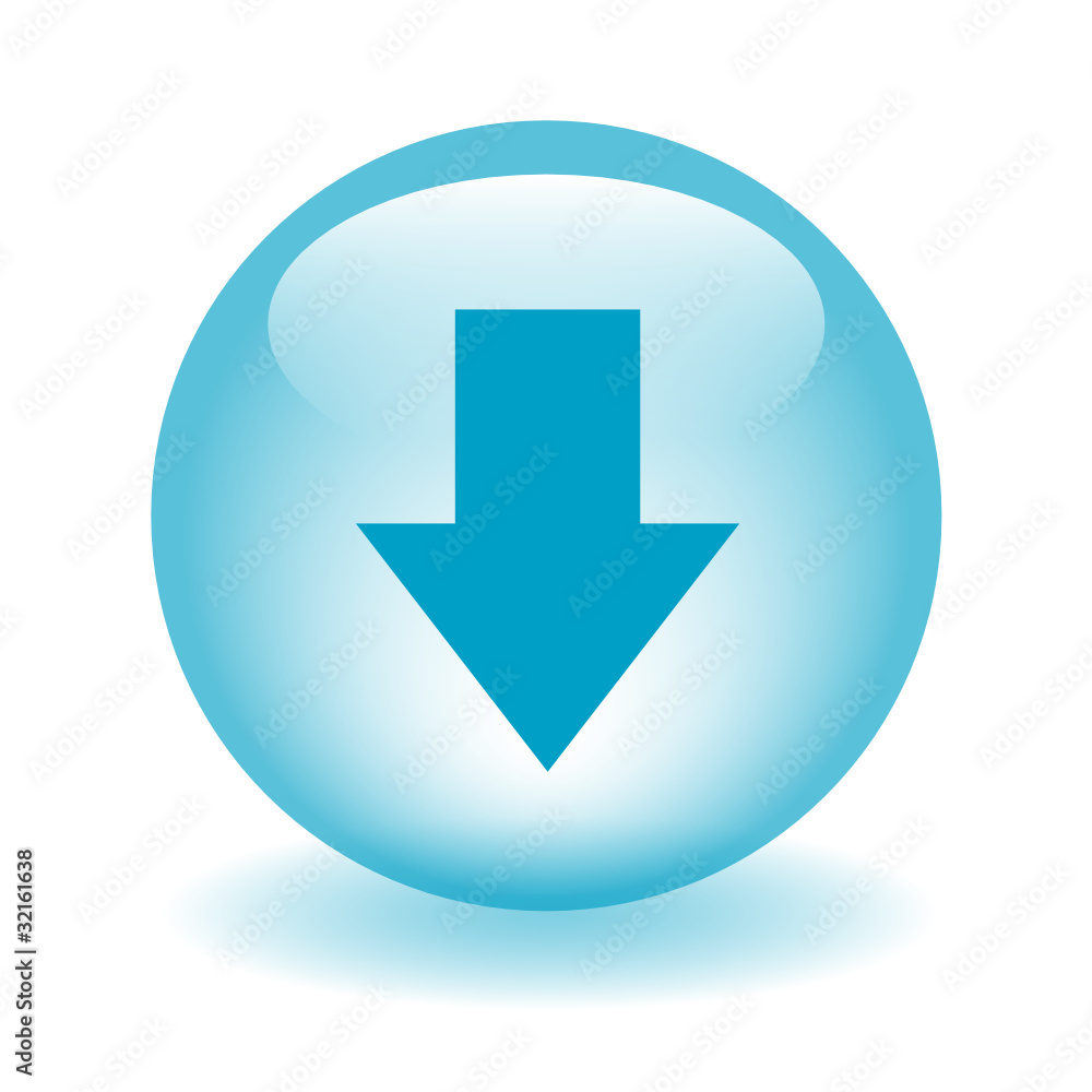 Aufkleber download web button (internet upload downloads click here blue)