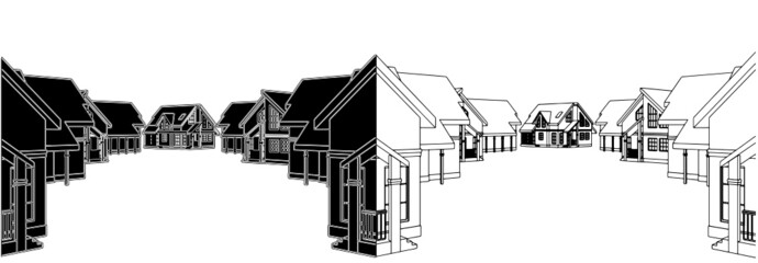 Residential Houses In The Settlement Vector 03