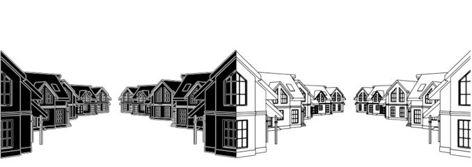 Residential Houses In The Settlement Vector 02