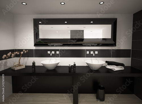 Cuarto de baño blanco y negro\ Cuarto de baño blanco y negro\