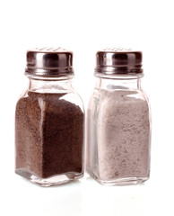 Salt and pepper on white