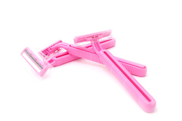 Pink safety razors for women, Isolated on white