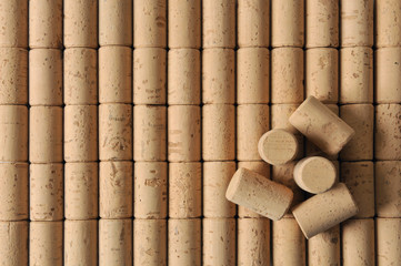 Corks on background of new corks lined
