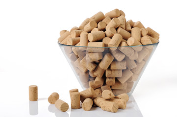 A lot of new corks in a bowl