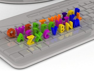 The keyboard with the alphabet