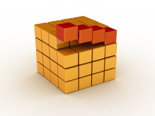 Construction of a cube from blocks
